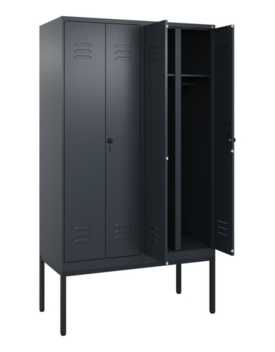 C+P Armoire vestiaire Classic Plus pour une séparation en noir et blanc, largeur de compartiment 300 mm