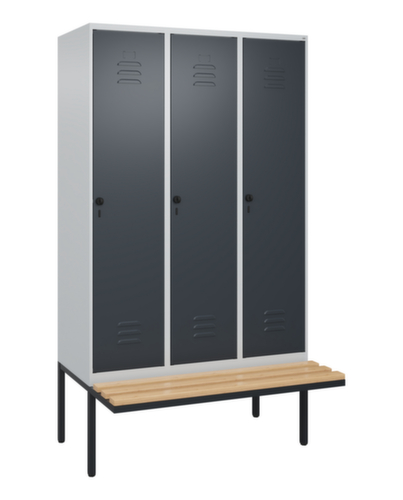 C+P Armoire vestiaire Classic Plus avec banc, largeur de compartiment 400 mm