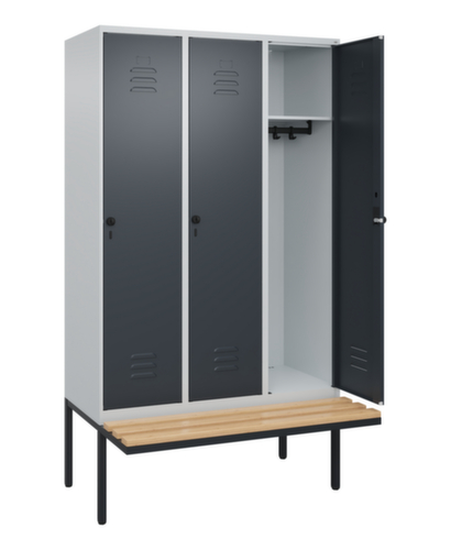 C+P Armoire vestiaire Classic Plus avec banc, largeur de compartiment 400 mm