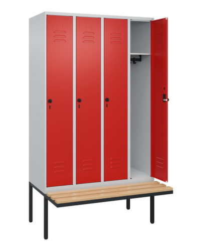 C+P Armoire vestiaire Classic Plus avec banc, largeur de compartiment 300 mm