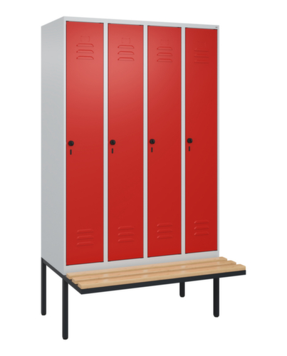 C+P Armoire vestiaire Classic Plus avec banc, largeur de compartiment 300 mm