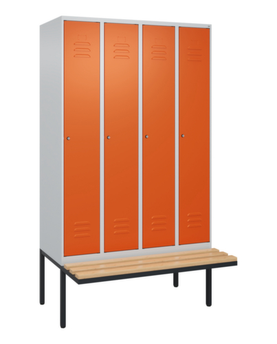 C+P Armoire vestiaire Classic Plus avec banc, largeur de compartiment 300 mm