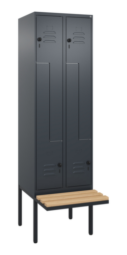 C+P Armoire vestiaire Z Classic Plus avec banc intégré, largeur de compartiment 300 mm