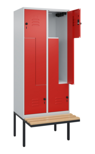 C+P Armoire vestiaire Z Classic Plus avec banc intégré, largeur de compartiment 400 mm