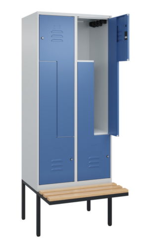 C+P Armoire vestiaire Z Classic Plus avec banc intégré, largeur de compartiment 400 mm