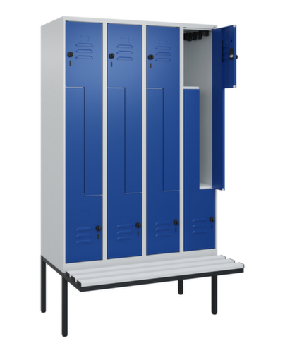 C+P Armoire vestiaire Z Classic Plus avec banc intégré, largeur de compartiment 300 mm