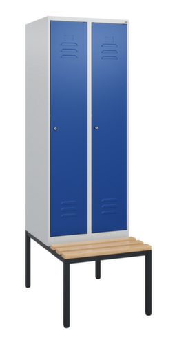 C+P Armoire vestiaire Classic Plus avec banc, largeur de compartiment 300 mm