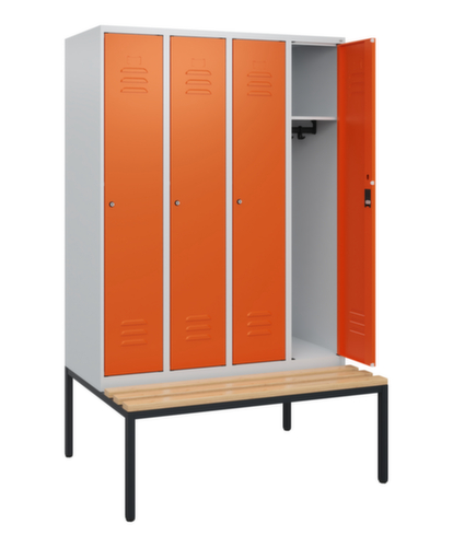C+P Armoire vestiaire Classic Plus avec banc, largeur de compartiment 300 mm