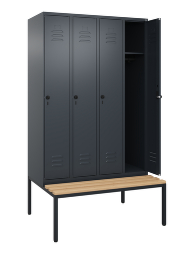 C+P Armoire vestiaire Classic Plus avec banc, largeur de compartiment 300 mm