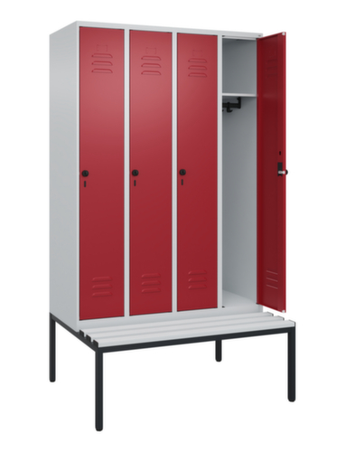 C+P Armoire vestiaire Classic Plus avec banc, largeur de compartiment 300 mm