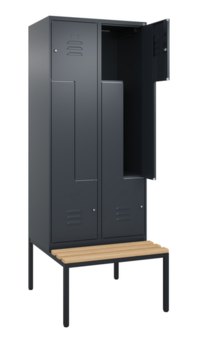 C+P Armoire vestiaire Z Classic Plus avec banc intégré, largeur de compartiment 400 mm