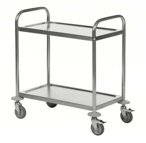 Kongamek Chariot pour l'alimentaire en acier inoxydable, force 100 kg, 2 plateaux