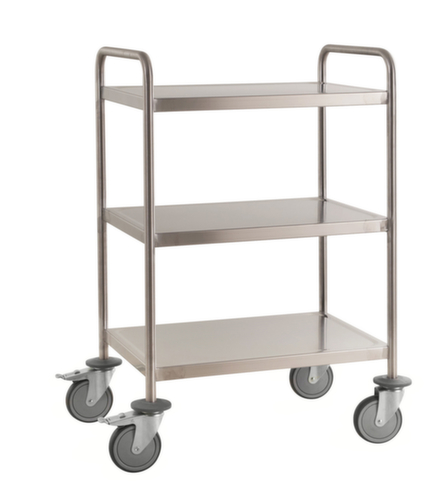 Kongamek Chariot à plateaux en acier inoxydable, force 200 kg, 3 plateaux