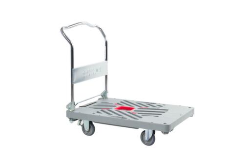 RuXXac Chariot à barre de poussée Dandy XL avec surface de chargement en plastique, force 330 kg, plateau longueur x largeur 935 x 605 mm