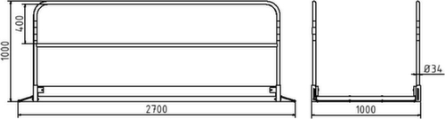 Schake Passerelle piétons avec plateforme en aluminium, longueur x largeur 2700 x 1000 mm