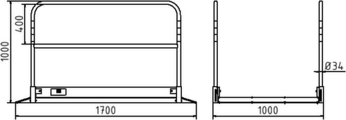 Schake Passerelle piétons avec plateforme en aluminium, longueur x largeur 1700 x 1000 mm