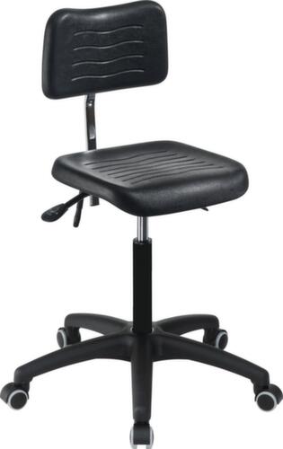meychair Siège d'atelier pivotant Workster Light W5 avec assise inclinable, assise mousse PU noir, avec 5 roulettes pivotantes
