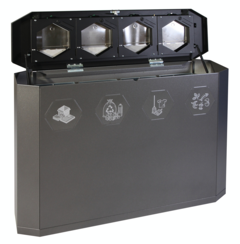 stumpf Station de collecte de matières recyclables mobile S Sixco 4 »swing«, 4 x 45 l