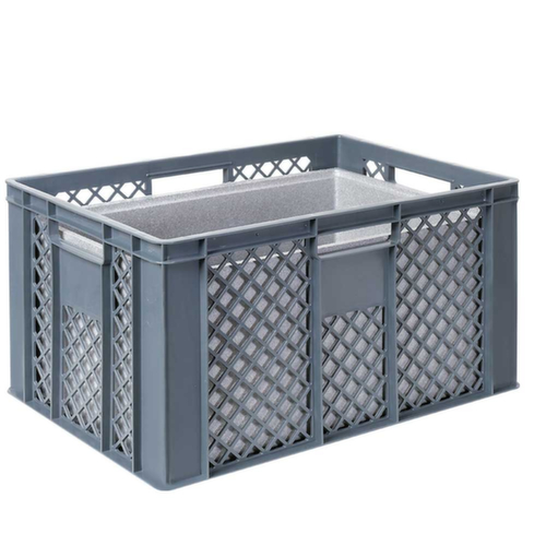Bac gerbable norme Europe avec boîte isotherme, gris, capacité 63 l, couvercle indépendant pour boîte isotherme