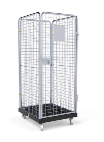 Bac sur roulettes BASICline ADB avec porte et 3 parois grillagées, force 500 kg, longueur x largeur 815 x 724 mm