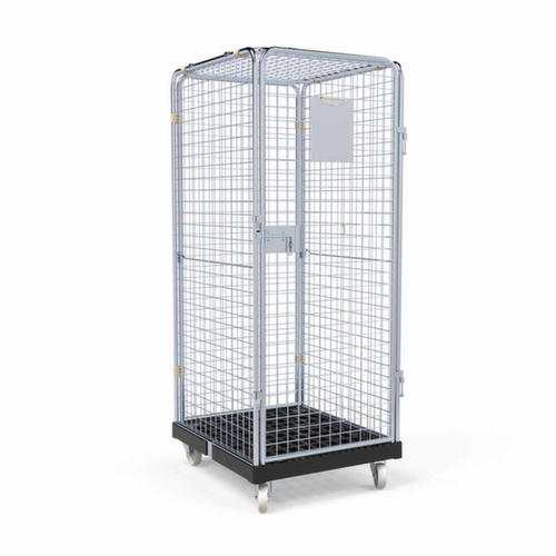 Bac sur roulettes BASICline ADB avec porte et 3 parois grillagées, force 500 kg, longueur x largeur 815 x 724 mm
