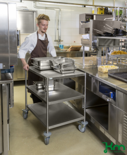 Kongamek Chariot à plateaux en acier inoxydable, force 200 kg, 3 plateaux