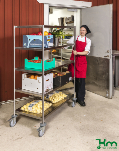 Kongamek Chariot à plateaux en acier inoxydable, force 200 kg, 5 plateaux