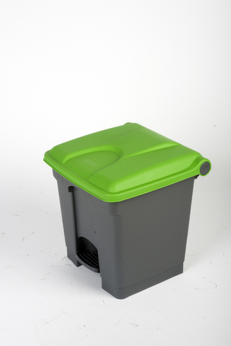 Poubelle à pédale, 30 l, gris, couvercle vert