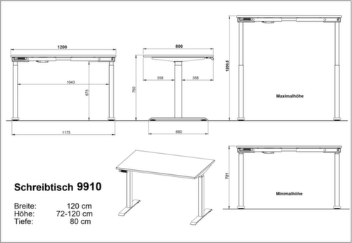 Bureau à hauteur réglable GW-BEDANO