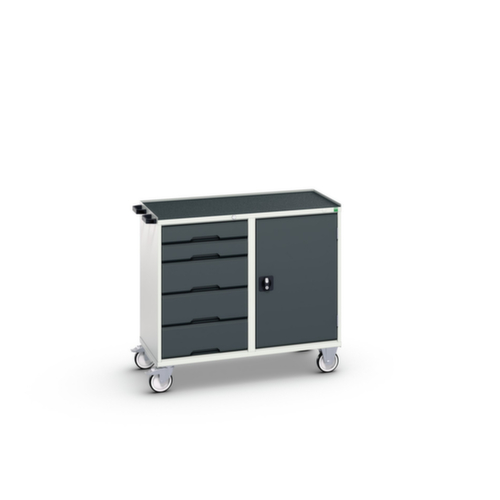 bott poste de travail mobile verso, 5 tiroirs, 1 armoire, RAL7035 gris clair/RAL7016 gris anthracite
