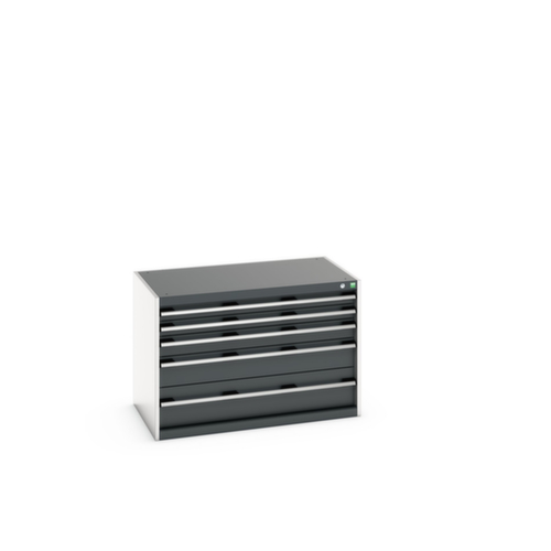 bott Armoire à tiroirs cubio surface de base 1050x650 mm, 5 tiroir(s), RAL7035 gris clair/RAL7016 gris anthracite
