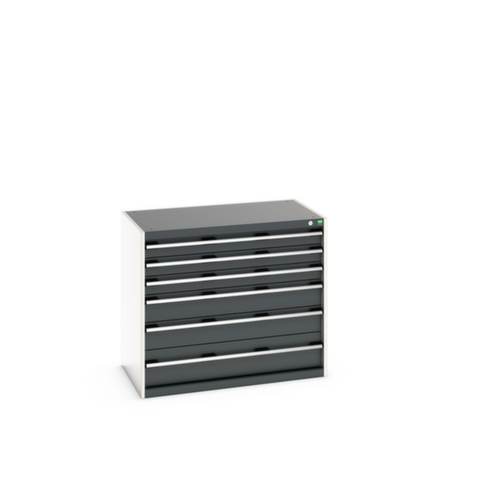 bott Armoire à tiroirs cubio surface de base 1050x650 mm, 6 tiroir(s), RAL7035 gris clair/RAL7016 gris anthracite