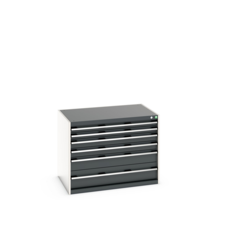 bott Armoire à tiroirs cubio surface de base 1050x750 mm, 6 tiroir(s), RAL7035 gris clair/RAL7016 gris anthracite