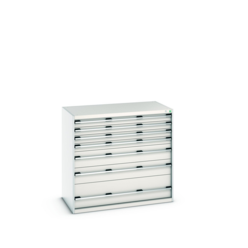 bott Armoire à tiroirs cubio surface de base 1300x750 mm, 7 tiroir(s), RAL7035 gris clair/RAL7035 gris clair
