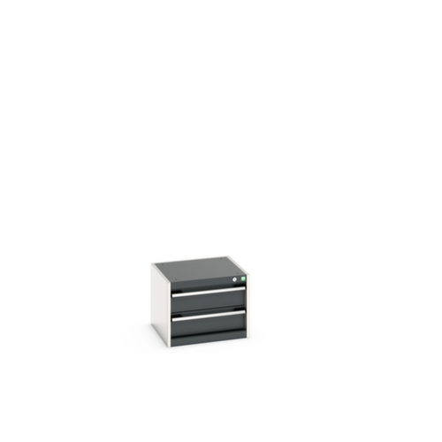 bott Armoire à tiroirs cubio surface de base 525x525 mm, 2 tiroir(s), RAL7035 gris clair/RAL7016 gris anthracite
