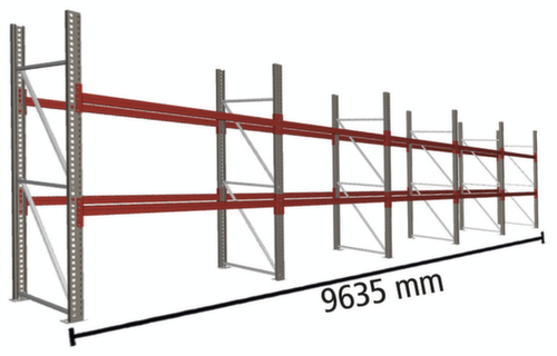 META Rayonnage à palettes MULTIPAL pour 30 palettes, largeur 9635 mm, 2 niveaux de stockage