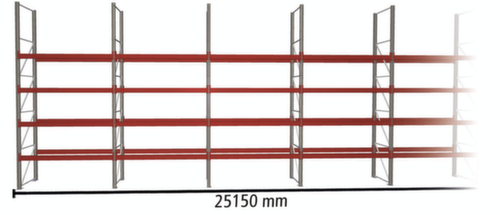 META Rayonnage à palettes MULTIPAL pour 90 palettes, largeur 25150 mm, 5 niveaux de stockage