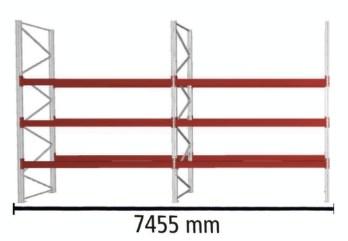 META Rayonnage à palettes MULTIPAL pour 32 palettes, largeur 7455 mm, 4 niveaux de stockage