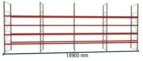 META Rayonnage à palettes MULTIPAL pour 80 palettes, largeur 14900 mm, 5 niveaux de stockage