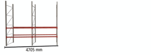 META Rayonnage à palettes MULTIPAL pour 12 palettes, largeur 4705 mm, 3 niveaux de stockage
