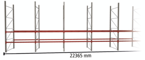 META Rayonnage à palettes MULTIPAL pour 48 palettes, largeur 22365 mm, 3 niveaux de stockage