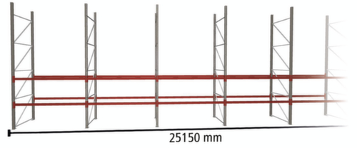 META Rayonnage à palettes MULTIPAL pour 54 palettes, largeur 25150 mm, 3 niveaux de stockage