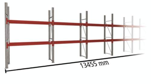META Rayonnage à palettes MULTIPAL pour 21 palettes, largeur 13455 mm, 3 niveaux de stockage