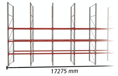 META Rayonnage à palettes MULTIPAL pour 36 palettes, largeur 17275 mm, 4 niveaux de stockage
