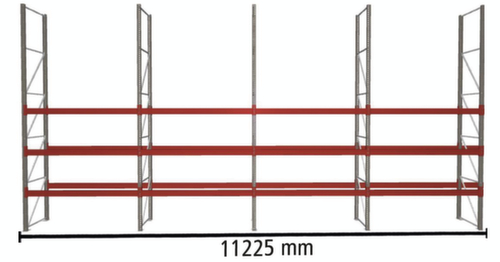 META Rayonnage à palettes MULTIPAL pour 32 palettes, largeur 11225 mm, 4 niveaux de stockage