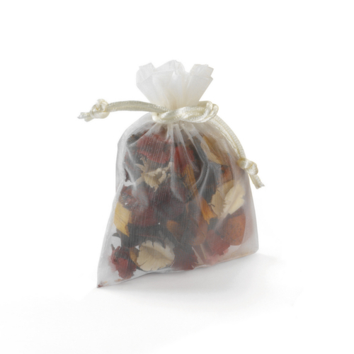 Boite 25 pochons organdi 9x9 cm ivoire