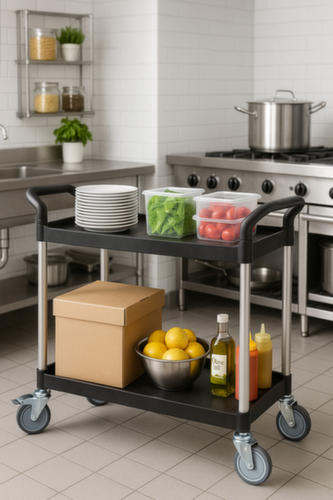 UDOBÄR Chariot à étagères plastique 793x510 mm, force 180 kg, 2 plateaux