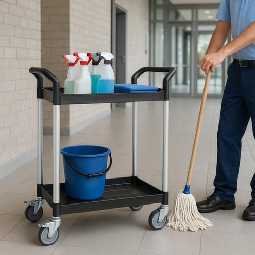 UDOBÄR Chariot à étagères plastique 793x510 mm, force 180 kg, 2 plateaux