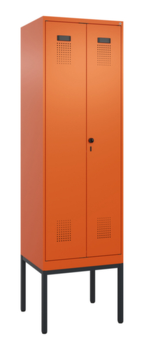 C+P armoire vestiaire noir et blanc Evolo PLUS avec double compartiment, largeur de compartiment 300 mm