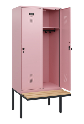 C+P Armoire vestiaire Evolo PLUS avec banc suspendu, largeur de compartiment 400 mm